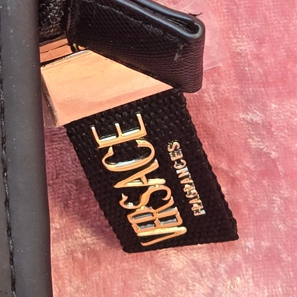 Versace Fragrances Black Gold Greek Key Cosmetic Pouch Toiletry Travel Bag